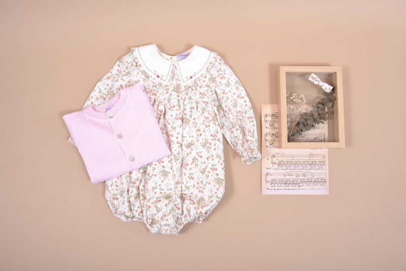 Perle, Clip petit noeud, en imprimé Herbier thym rose - Perle, Small bow clip, in Pink thyme Herbarium print