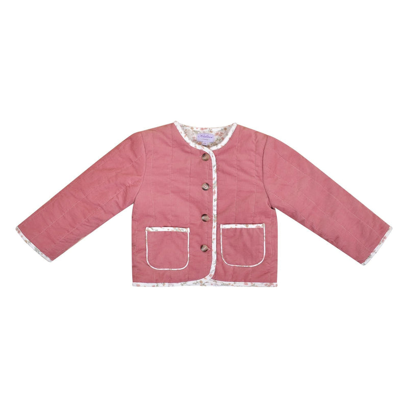 Sacha, Doudoune fille, en velours côtelé rose Marsala - Sacha, Girl's quilted jacket, in Marsala rose corduroy