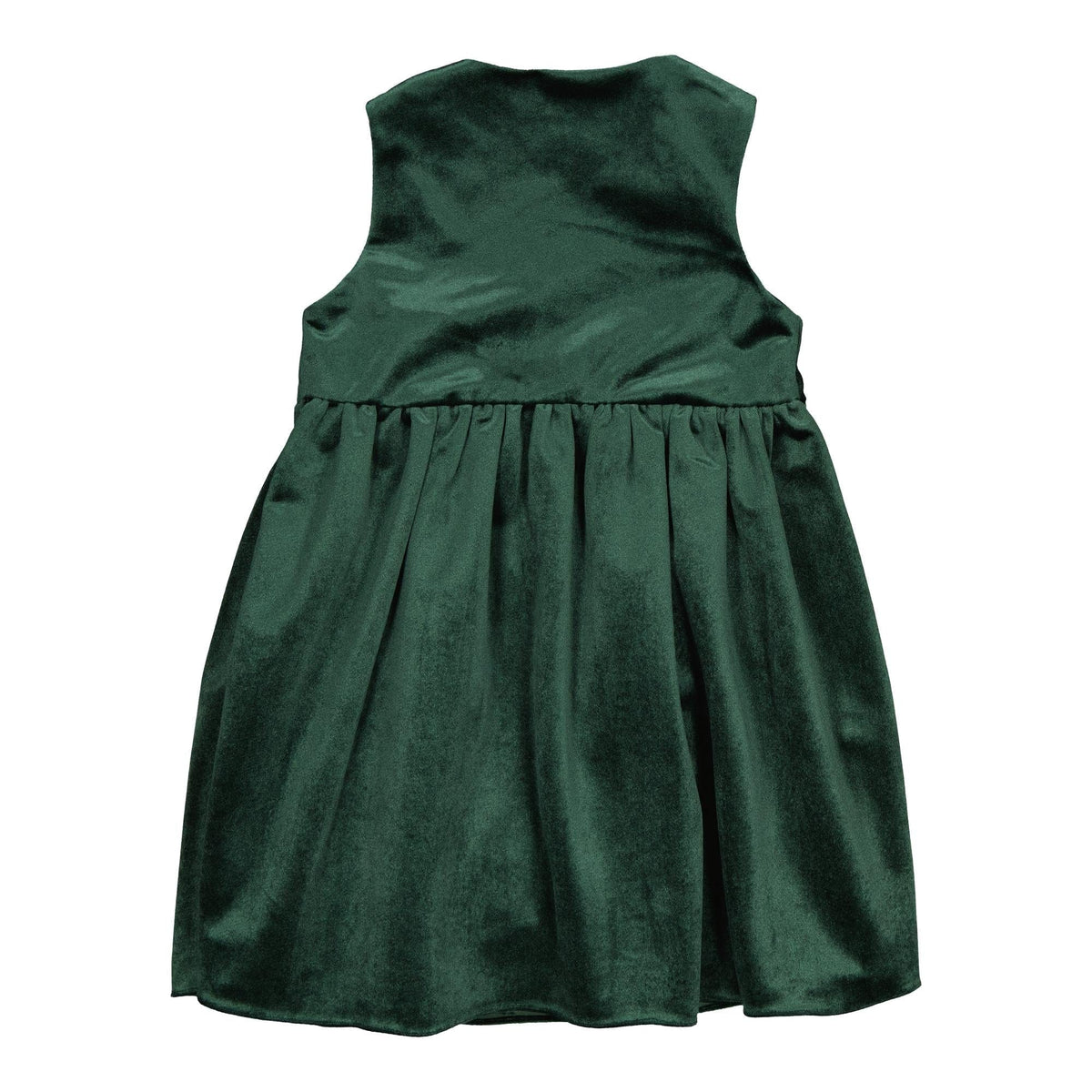 Séraphine, robe chasuble en velours vert émeraude