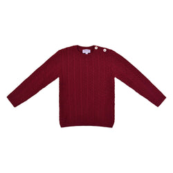 Simon, Cable sweater 100% merinos wool, Burgundy