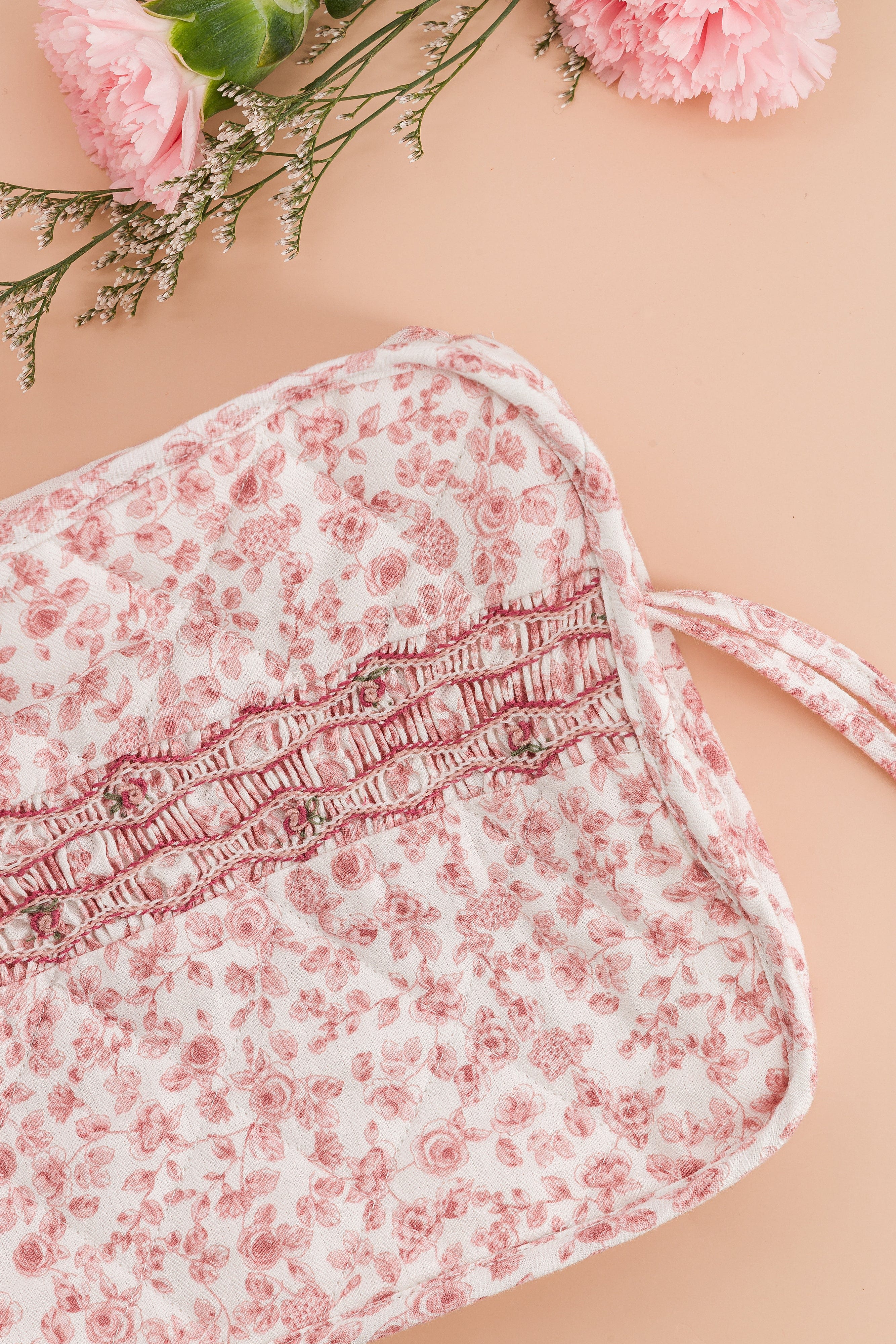 Trixie, trousse smockée 28x18cm, imprimé vieux rose