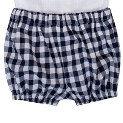 Babiane, bloomer pour bébé, taille élastiquée, en imprimé  vichy marine 10mm - baby bloomers, elasticated waist, in navy gingham print 10mm
