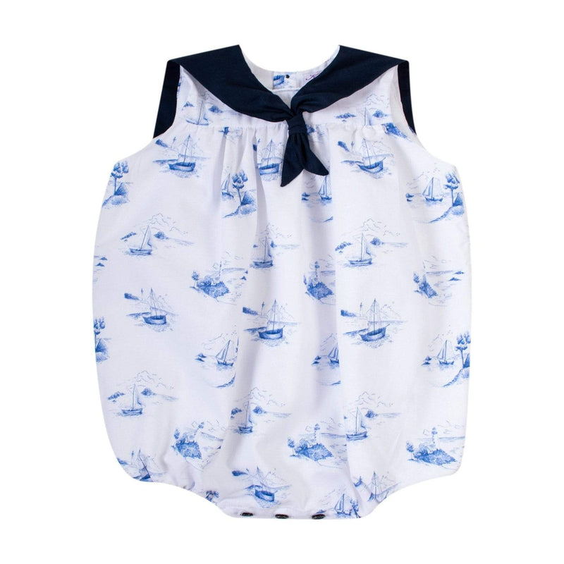 Barboteuse à imprimé toile de jouy marine