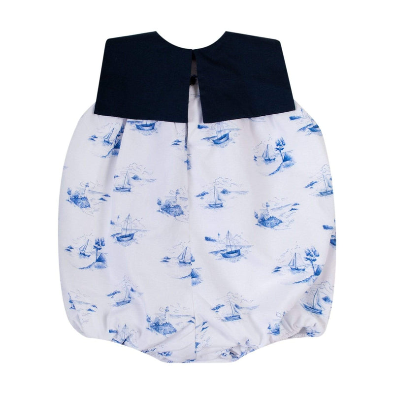 Barboteuse à imprimé toile de jouy marine