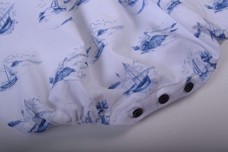 Barboteuse à imprimé toile de jouy marine