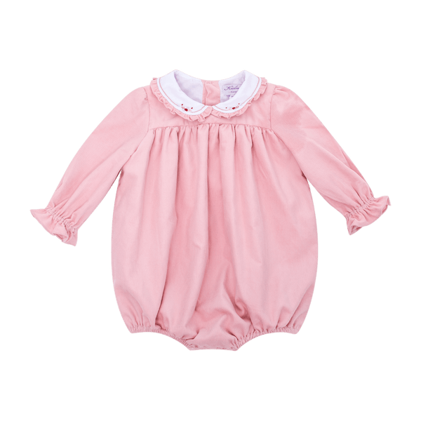 Barboteuse Gracie en velours milleraie rose acidulé