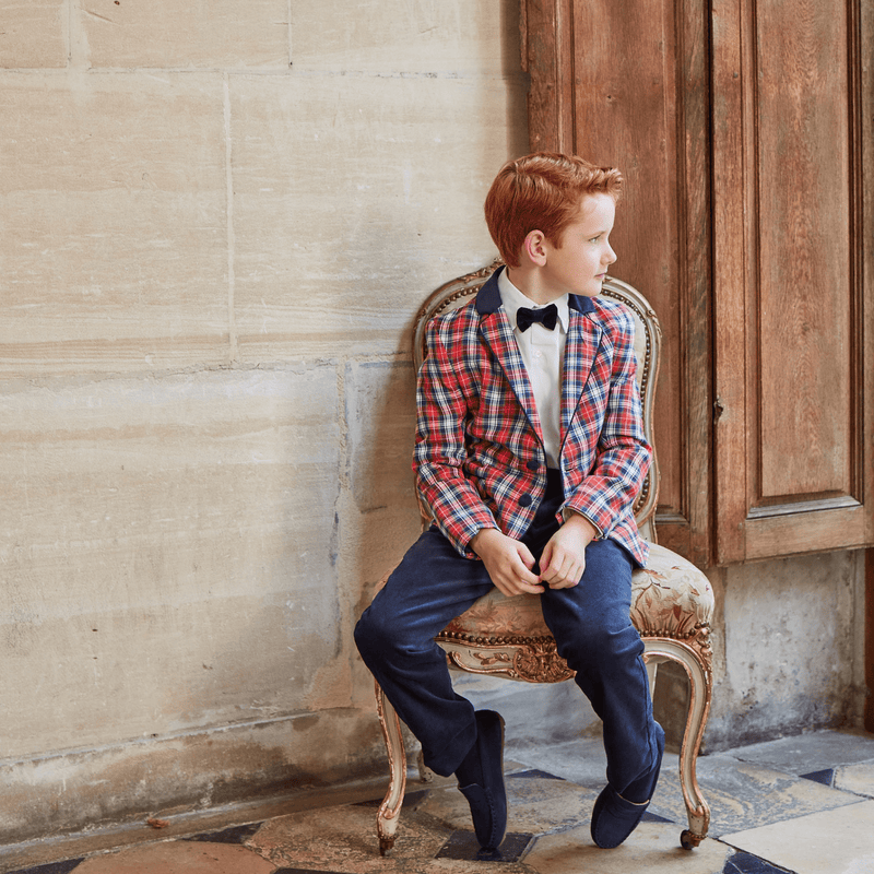 Blazer garçon tartan rouge