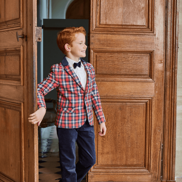 Blazer garçon tartan rouge
