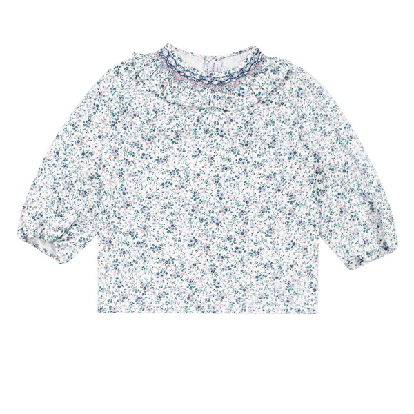 Blouse Faye imprimé petites fleurs bleues