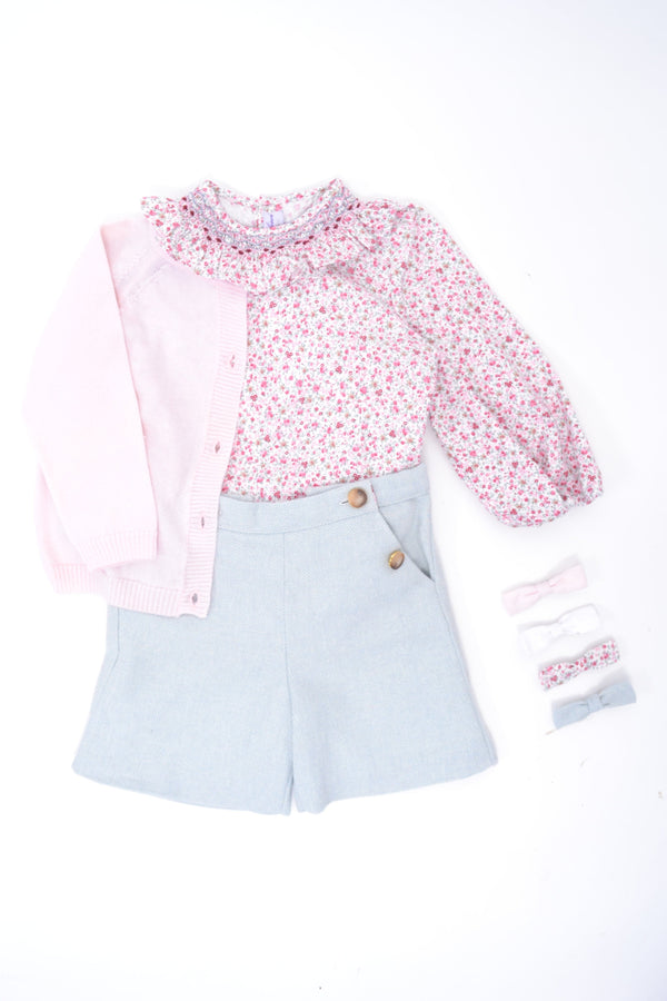 Blouse Faye imprimé petites fleurs roses