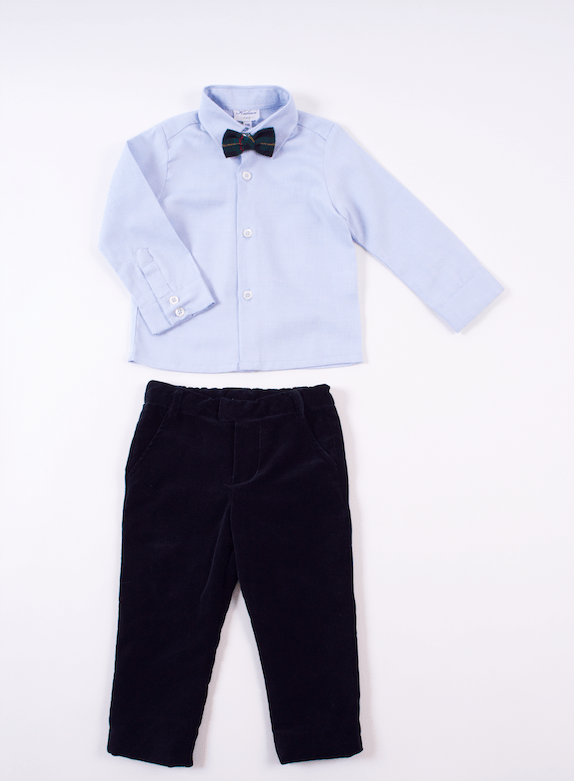 Chemise col monté en oxford bleu ciel