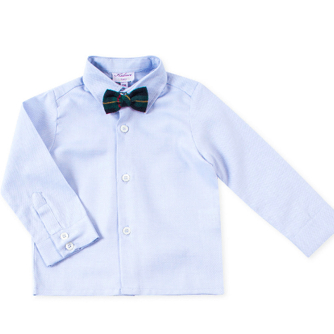 Chemise col monté en oxford bleu ciel
