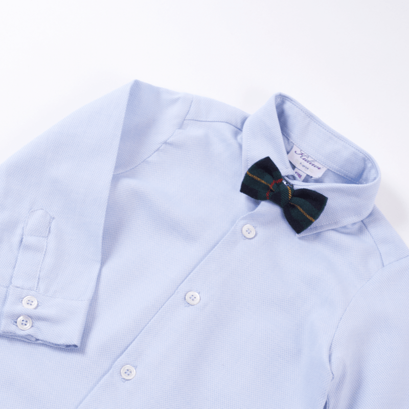 Chemise col monté en oxford bleu ciel