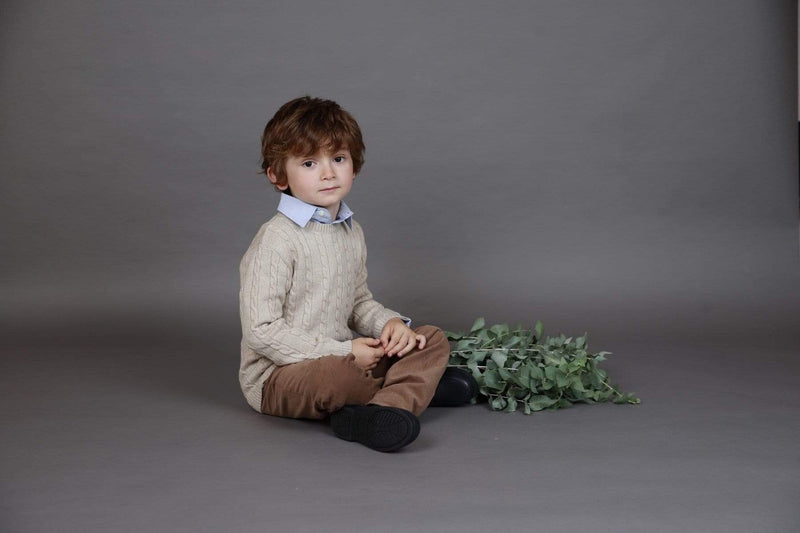 Chemise col monté en oxford bleu ciel