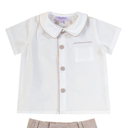 CHEMISE MANCHES COURTES GARÇON PASSEPOIL BEIGE