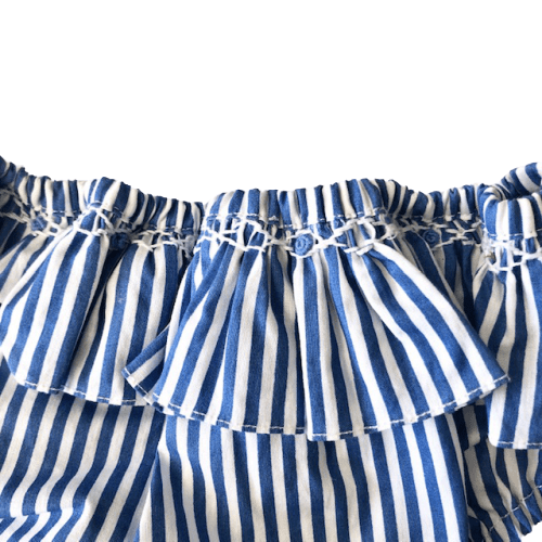 Culotte de bain à volants smockés rayé bleu