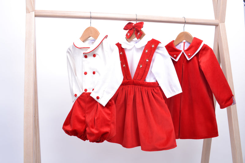 Ensemble Armel en velours lisse rouge