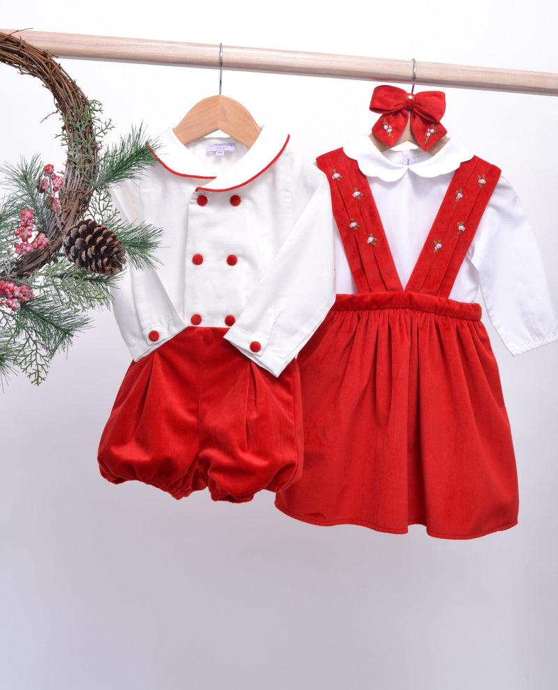 Ensemble Armel en velours lisse rouge