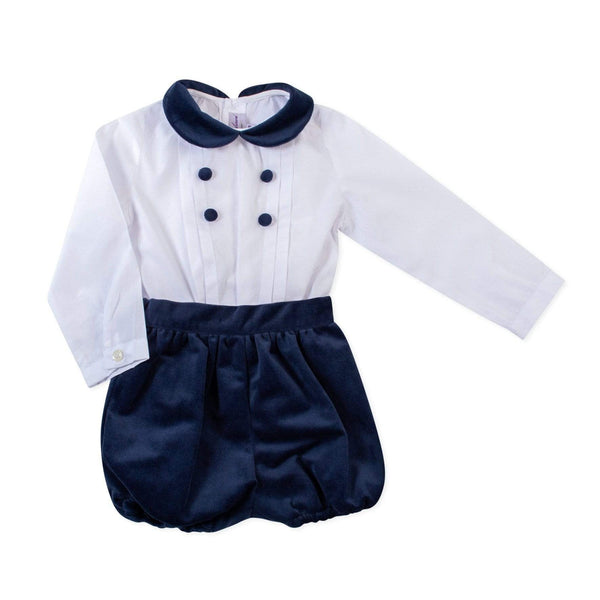 Ensemble chemise et boomer en velours marine