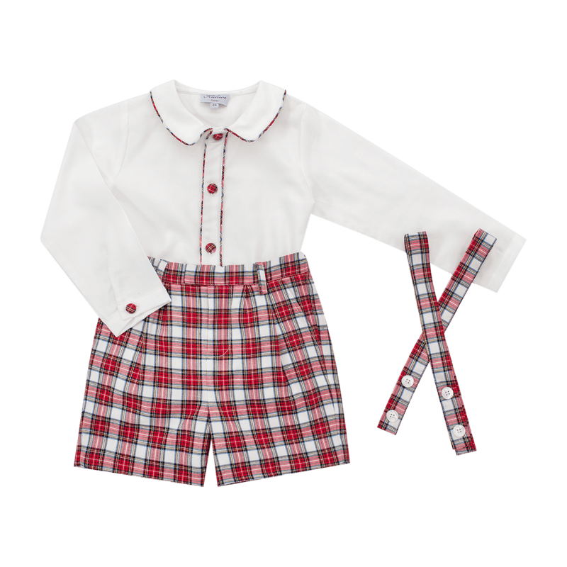 Ensemble garçon Noa et Adam en tartan rouge