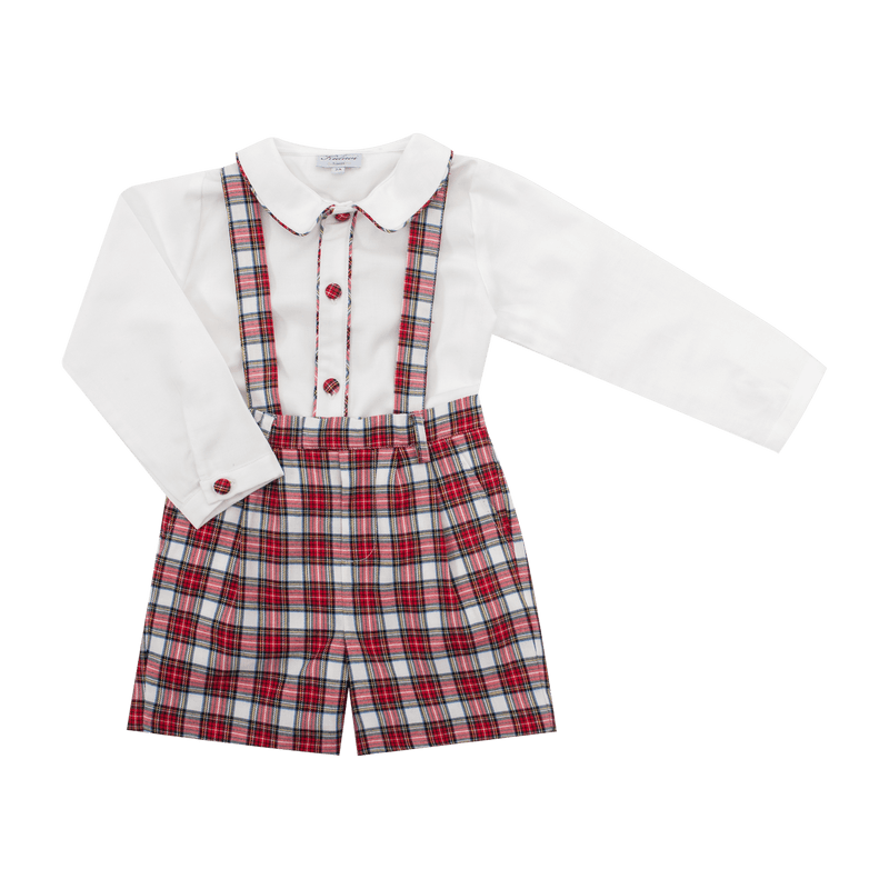 Ensemble garçon Noa et Adam en tartan rouge