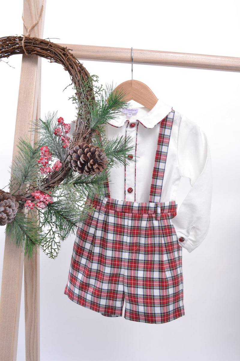 Ensemble garçon Noa et Adam en tartan rouge