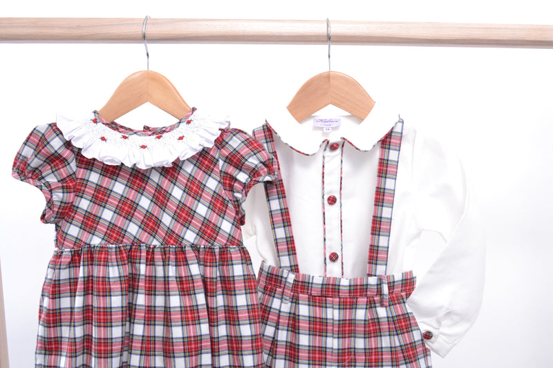 Ensemble garçon Noa et Adam en tartan rouge