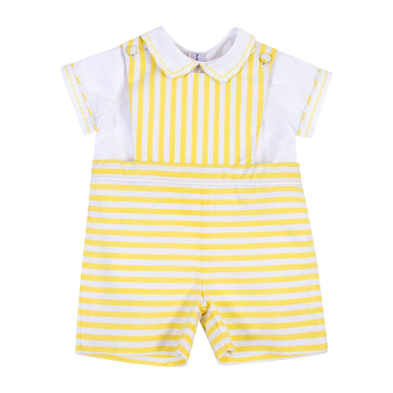 Ensemble salopette à rayures jaune & chemise