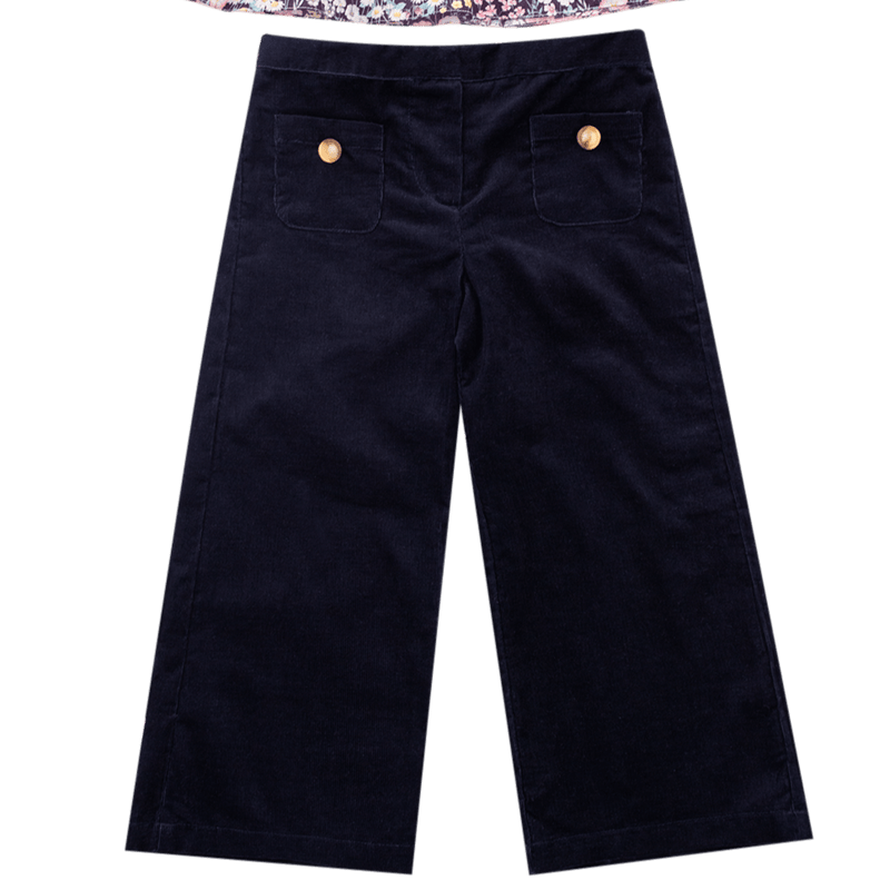 Pantalon Camilla en velours milleraie marine