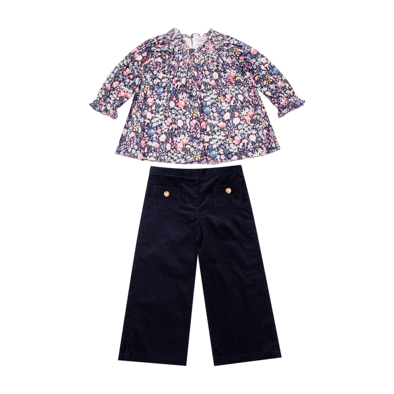 Pantalon Camilla en velours milleraie marine