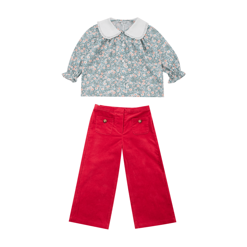 Pantalon Camilla en velours milleraie marsala