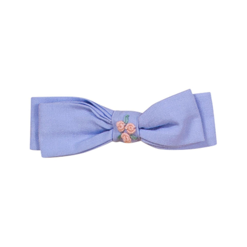 Perla, Pince brodée petite taille, en Coton bleuet