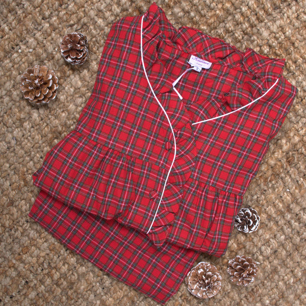 PYJAMA EXCLUSIF FILLE TARTAN ROUGE DE NOËL