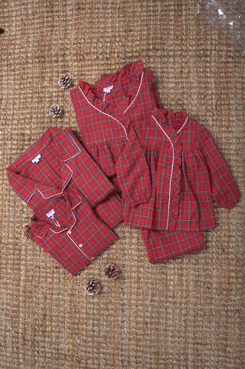 PYJAMA EXCLUSIF FILLE TARTAN ROUGE DE NOËL