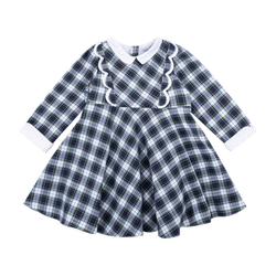 Robe Alyssa en tartan bleu et vert