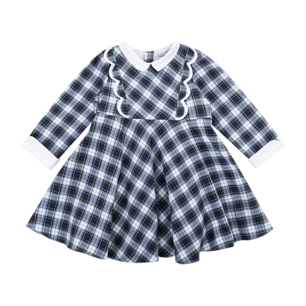 Robe Alyssa en tartan bleu et vert