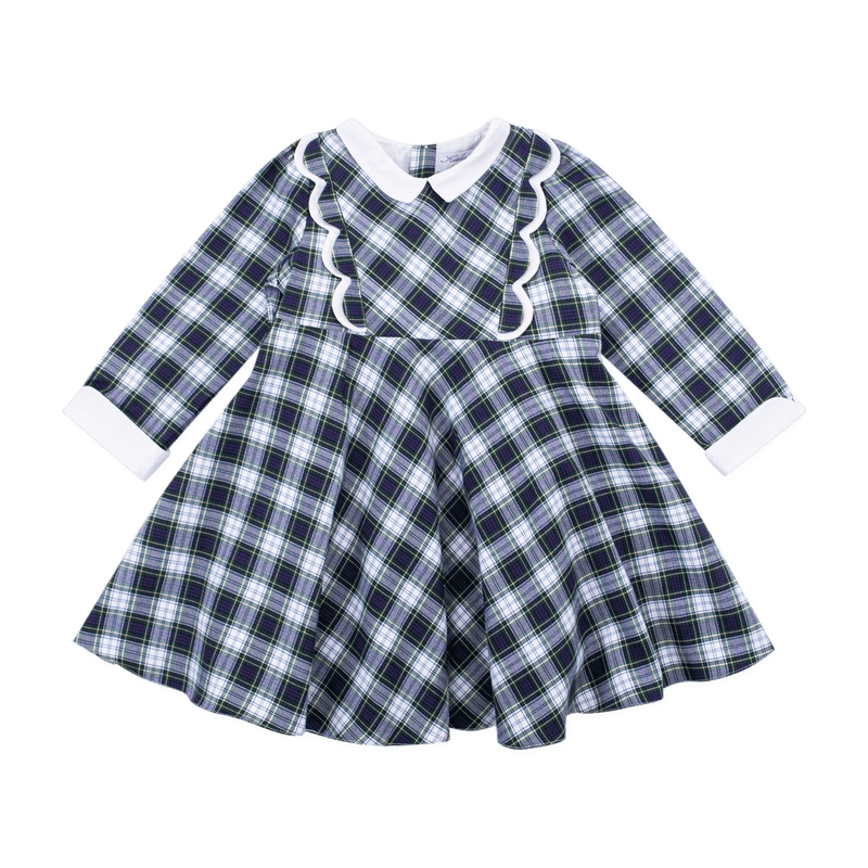 Robe Alyssa en tartan bleu et vert