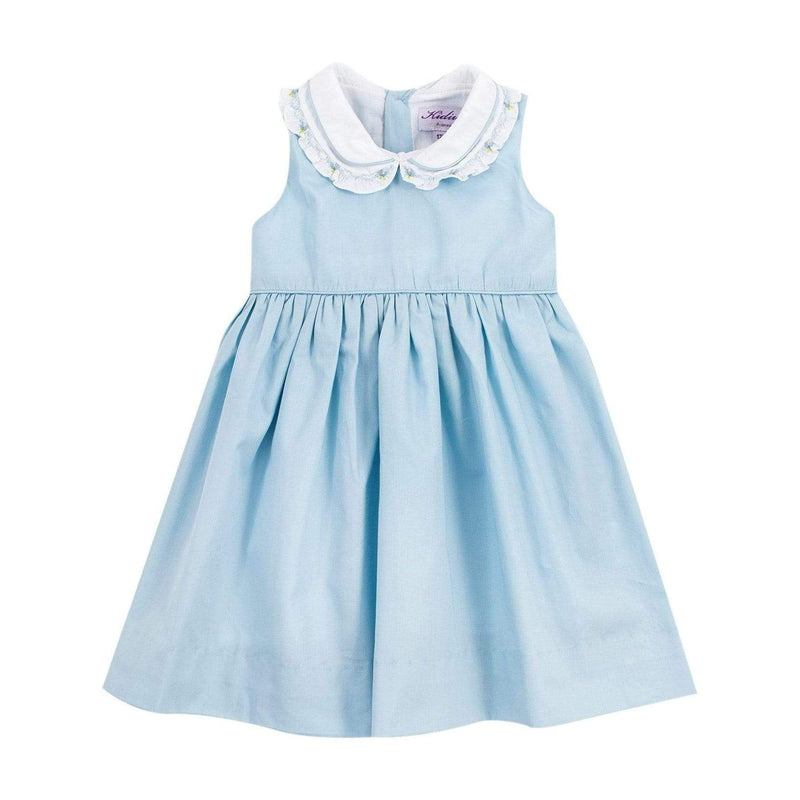 Robe bleue à double col en coton BIO