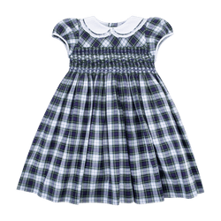 Robe Cassie en tartan bleu et vert