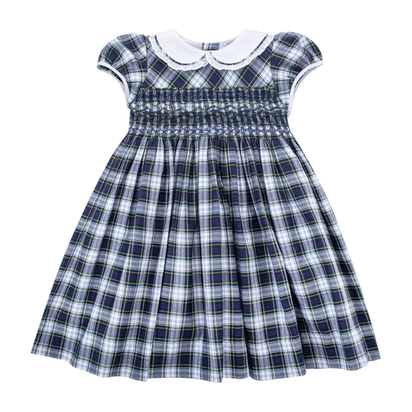 Robe Cassie en tartan bleu et vert