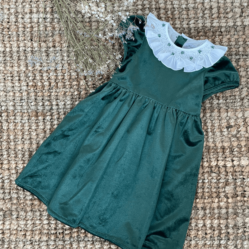 Robe en velours vert pin