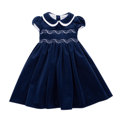 Robe Laura en velours lisse marine