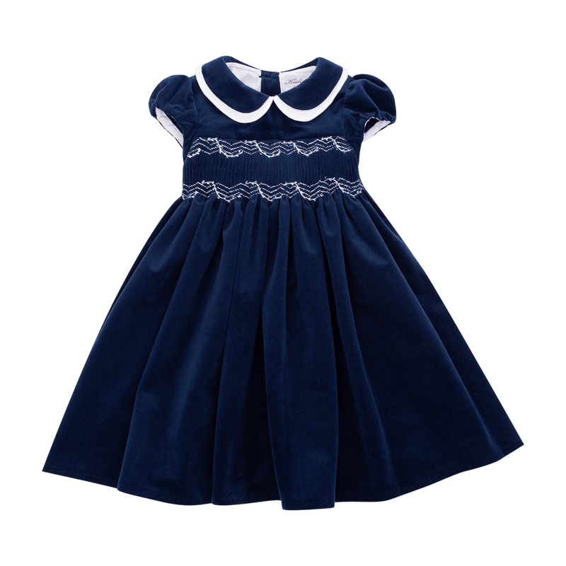 Robe Laura en velours lisse marine