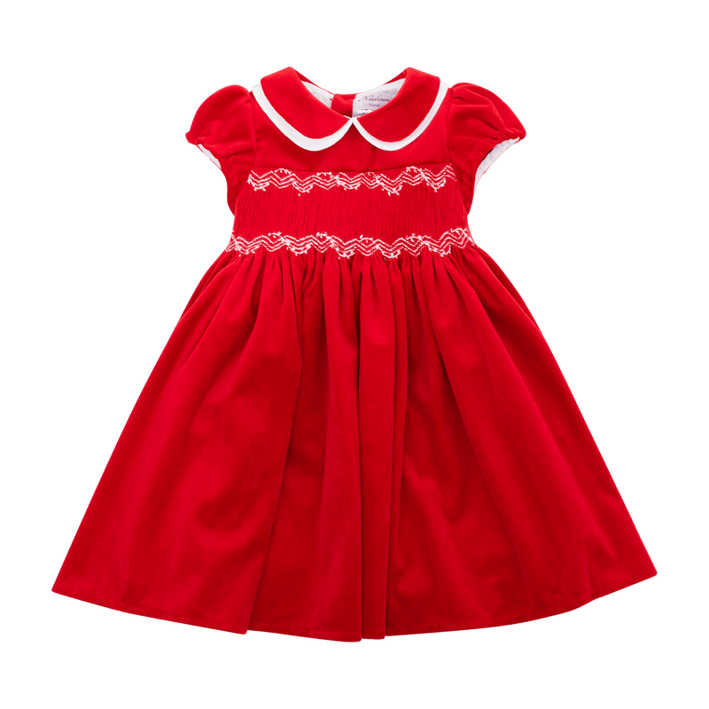 Robe Laura en velours lisse rouge