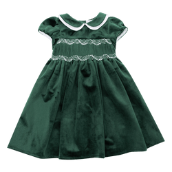 Robe Laura en velours lisse vert pin