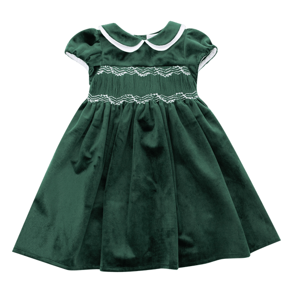 Robe Laura en velours lisse vert pin