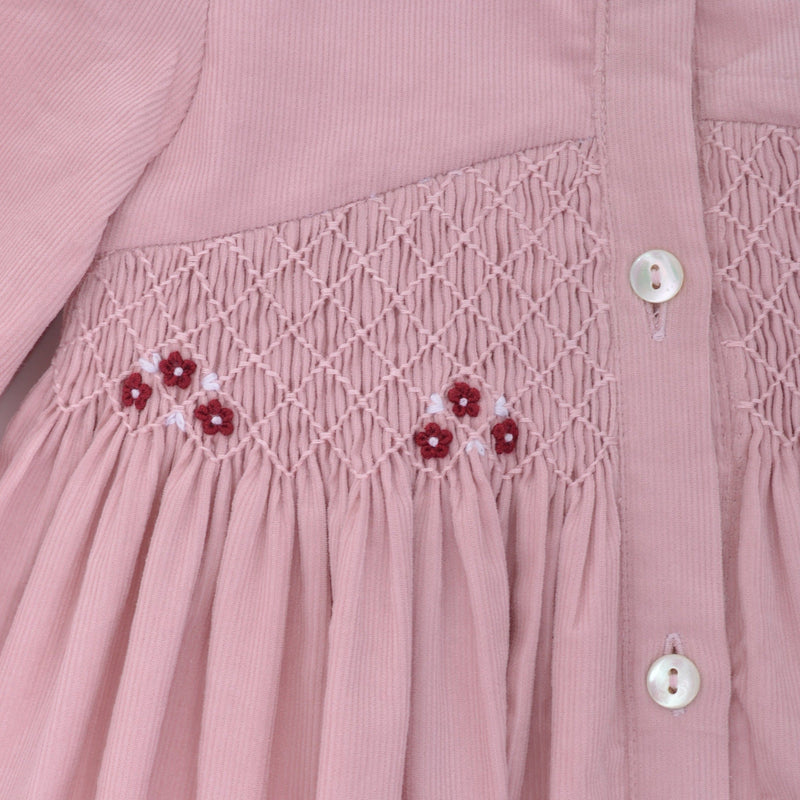 Robe Lola en velours milleraie rose acidulé