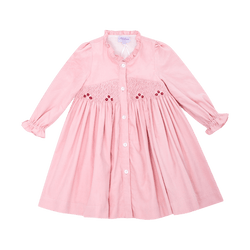 Robe Lola en velours milleraie rose acidulé
