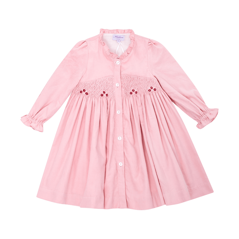 Robe Lola en velours milleraie rose acidulé