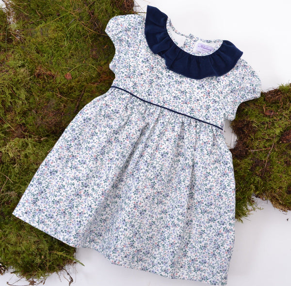 Robe Marion imprimé petites fleurs bleues